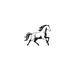 Galloping Horse Silhouette with Flowing Mane vector eps