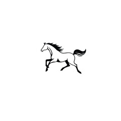 Galloping Horse Silhouette with Flowing Mane vector eps