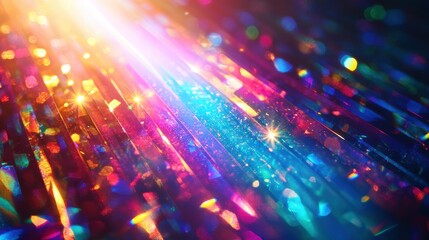 Obraz premium Vibrant, iridescent streaks with glittering sparkles. Perfect for celebratory designs, backgrounds, or music projects.