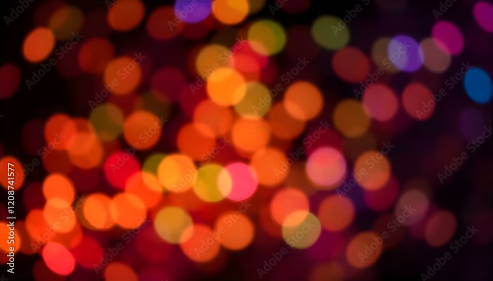 Aufkleber colorful bokeh circles on a dark background, creating an abstract, blurred light effect. perfect for