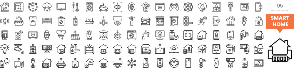 A collection of smart home icons for modern technology enthusiasts.
