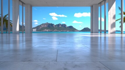 Ocean view modern building interior design
