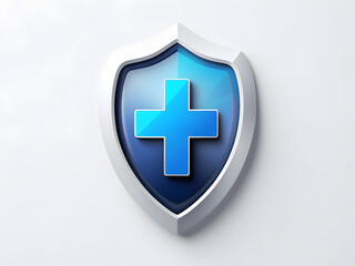 Fototapeta premium modern blue color health symbol shield icon isolated on white background