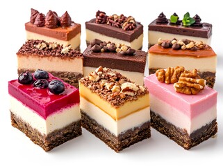 Assorted Layered Cakes Delicious Dessert Selection