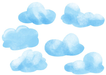 Dreamy Skies Cloud Clip Art Collection with blue and white colors