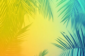 Obraz premium A vibrant gradient background with tropical colors.featuring bright greens, yellows, and blues.conveying a lively and exotic feel.ideal for travel promotions and summer themes