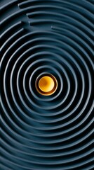 Obraz premium Abstract Circular Pattern Concentric Rings Dark Blue Yellow Center 3D Design Texture