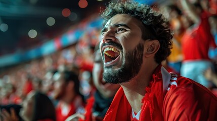 Obraz premium Passionate Soccer Fans Unite to Cheer for Their Team in an Electric Stadium Atmosphere!