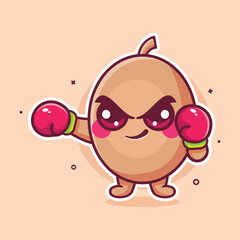 cute kiwi fruit character mascot playing boxing sport isolated cartoon