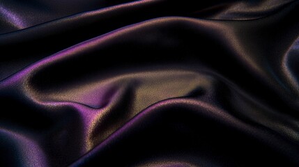 Fototapeta premium Iridescent Fabric Texture Dark Shiny Wrinkled Abstract Elegant Luxury Cloth Backgrou