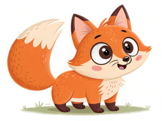 Fototapeta premium red fox cartoon. cartoon, fox, animal, cat, vector, illustration, cute, kitten, mammal, fur, tail, animals, drawing, squirrel, wild, nature, orange, red, dog, fun, pet, pets, funny, design, art