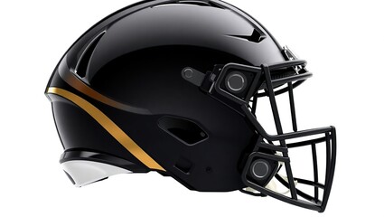 Fototapeta premium Black Football Helmet With Gold Stripe Design