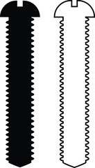 Nuts , screws, rivets, and bolts con set. Equipment stainless, fasteners, metal fixation gear black line and flat vector collection isolated on transparent background. Building tools construction sign