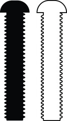 Nuts , screws, rivets, and bolts con set. Equipment stainless, fasteners, metal fixation gear black line and flat vector collection isolated on transparent background. Building tools construction sign