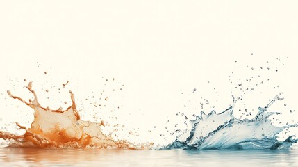 Dynamic water splash action in pastel color abstract background calm environment viewpoint
