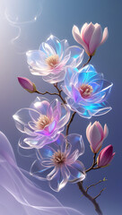 Fototapeta premium beautiful light spectrum magnolia flowers, created by generative ai