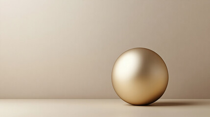 A golden sphere in a minimalistic, bright-toned environment with a modern, blurred backdrop and empty space on the side offering a sense of calm, simplicity, and infinite possibilities.

