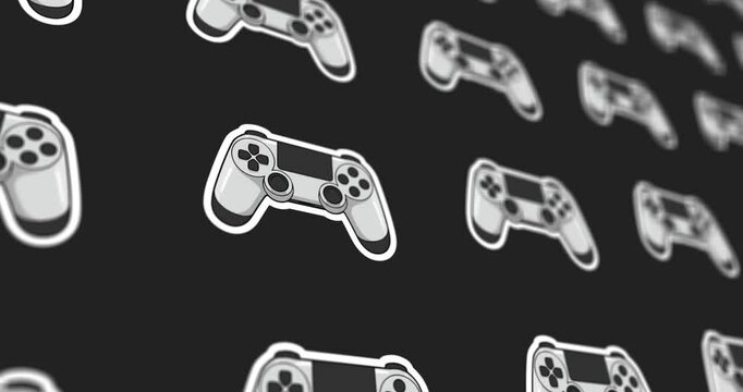 Modern video game controller animated pattern design on light and dark background