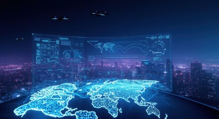 Holographic World Map and Advanced Workspace Visualization.