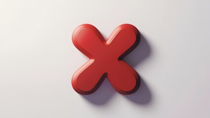 Obraz premium 3D red multiplication sign on white background