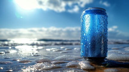 Chilled Beer Can in the Sun, Product Photography, Marketing and Advertisement Concepts