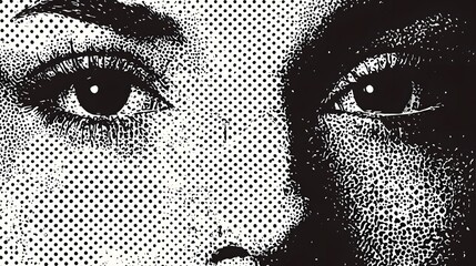 Abstract Halftone Portrait Two Faces Divided Light Dark