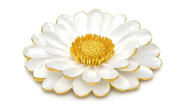 White gold daisy brooch, studio shot, isolated, jewelry design