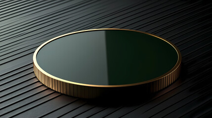 Minimalist platform with black and gold striped background