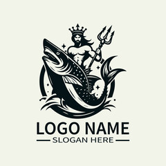 Mermaid and Megalodon Logo Design, Ocean Royalty Logo