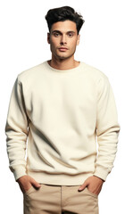 Fototapeta premium PNG Cream sweater mockup sweatshirt fashion sleeve.