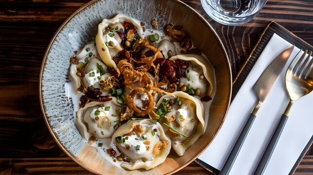 A comforting bowl of Polish peerage with a variety of fillings and toppings