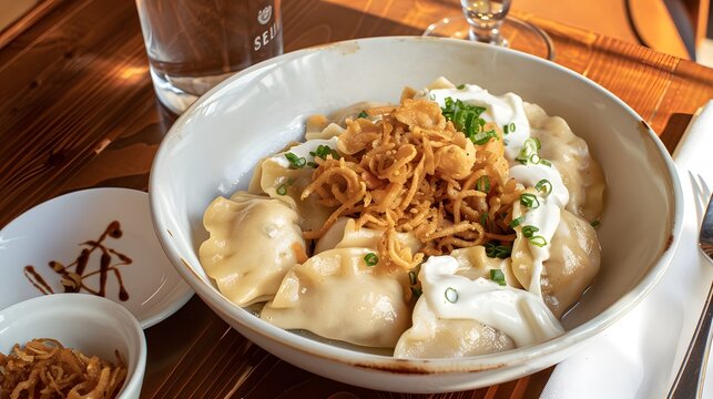 A comforting bowl of Polish peerage with a variety of fillings and toppings