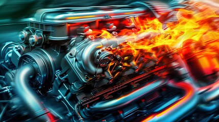 Fototapeta premium A dynamic image of a turbo engine in action with motion effects