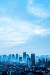 Smart city and digital concept. Cityscape, telecommunication and communication network connection technology. Big data