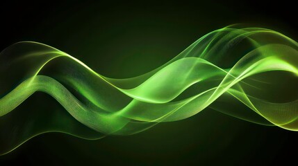 Naklejka premium Abstract Green Technology Background, Glowing Lines, Sustainable Energy Icon Concept