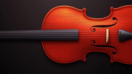 Fototapeta premium Close up of violin body with detailed texture on dark background