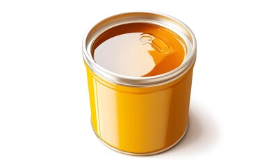 Yellow paint can, studio shot, white background, packaging