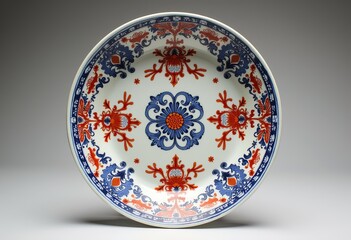 国賓晩餐会用セラミックデザイン、景徳鎮の伝統的な模様、優雅な磁器、文化的モチーフ、高級食器、芸術的な工芸、中国の模様、フォーマルなセッティング、装飾的。

