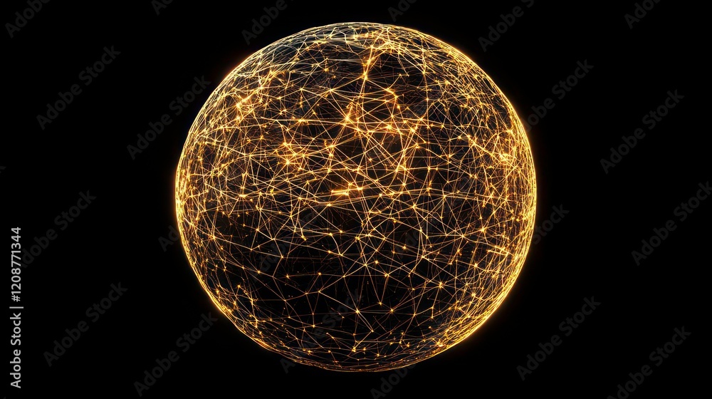 Poster abstract sci-fi sphere with particles. technology network connection on world. futuristic illustrati