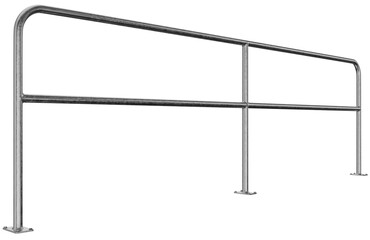 3D Render of an Industrial Galvanized Steel Railing on Transparent Background