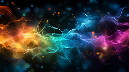 Abstract Data Streams Flowing Through Glowing Circuits in Vibrant Neon Colors