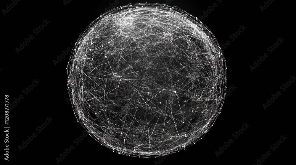 Aufkleber abstract sci-fi sphere with particles and lines. technology network connection on world. futuristic 
