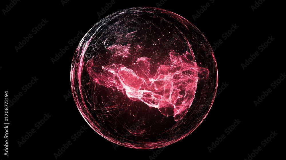 Aufkleber abstract sci-fi sphere with particles and lines. technology network connection on world. futuristic 