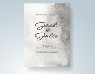 Wedding card invitation template with hand painted watercolor splash