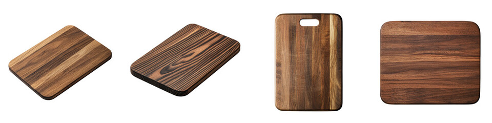 Fototapeta premium Assorted collection of wooden cutting and chopping boards in various shapes sizes and wood grains These natural rustic and handcrafted boards are perfect for home and kitchen use