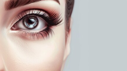 Obraz premium Beautiful Woman Face With False Eyelashes, AI generated image