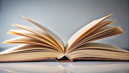 Fototapeta premium Closeup view of the crisp edges of open book pages, education, reading, academic