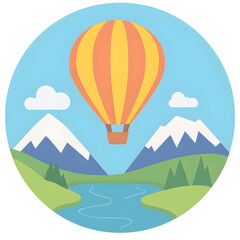 Serene Hot Air Balloon Ride Over Majestic Mountains