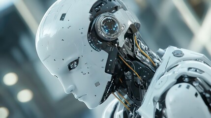 Fototapeta premium Artificial intelligence and neural network innovation, futuristic tech and robotic learning systems