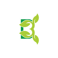 Obraz premium letter b green tree leaf curves simple logo vector